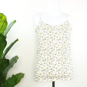 Aeropostale Floral Pattern White Print Tank Top L